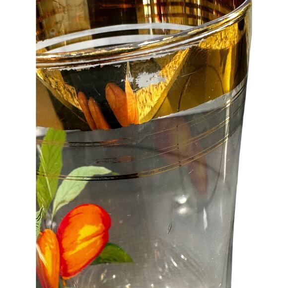 West Virginia Glass Company Vintage 1950's 'Orchard' Gold Hi-Ball Glasses-Set 4 - Picture 14 of 16